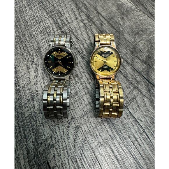 Rare Vintage Citizen Gold And Black Dial Watch Men’s Lot Of Two Embossed Glass - Picture 2 of 16